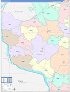 Grant County Wall Map Color Cast Style