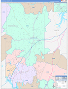 Granville County Wall Map Color Cast Style