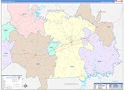 Grayson County Wall Map Color Cast Style