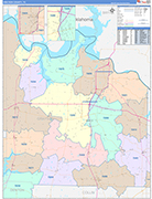 Grayson County Wall Map Color Cast Style