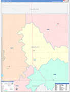 Greeley County Wall Map Color Cast Style