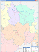 Greene County Wall Map Color Cast Style