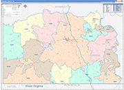 Greene Wall Map Color Cast Style