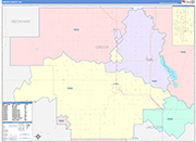 Greer County Wall Map Color Cast Style
