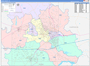Gregg County Wall Map Color Cast Style