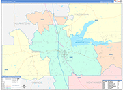 Grenada County Wall Map Color Cast Style