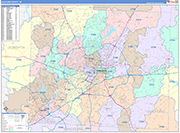 Guilford County Wall Map Color Cast Style