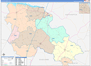 Halifax County Wall Map Color Cast Style