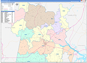 Halifax County Wall Map Color Cast Style