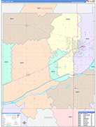 Hall County Wall Map Color Cast Style