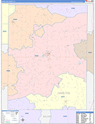 Hamilton County Wall Map Color Cast Style