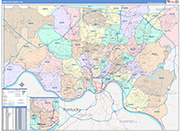 Hamilton County Wall Map Color Cast Style