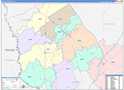 Hampton County Wall Map Color Cast Style