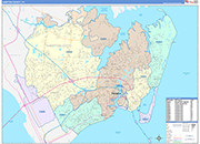 Hampton County Wall Map Color Cast Style
