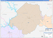 Hancock County Wall Map Color Cast Style
