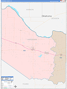 Hardeman County Wall Map Color Cast Style