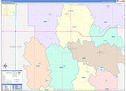 Hardin County Wall Map Color Cast Style