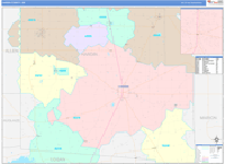Hardin County Wall Map Color Cast Style