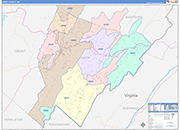 Hardy County Wall Map Color Cast Style