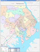 Harford County Wall Map Color Cast Style
