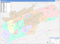 Harlan County Wall Map Color Cast Style