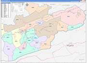 Harlan County Wall Map Color Cast Style
