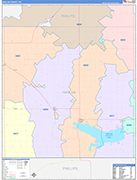 Harlan County Wall Map Color Cast Style