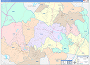 Harnett County Wall Map Color Cast Style