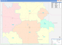 Harper County Wall Map Color Cast Style