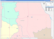Harper County Wall Map Color Cast Style