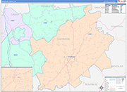 Harrison County Wall Map Color Cast Style