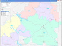 Harrison County Wall Map Color Cast Style
