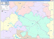 Harrison County Wall Map Color Cast Style