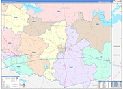 Harrison County Wall Map Color Cast Style