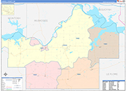 Haskell County Wall Map Color Cast Style