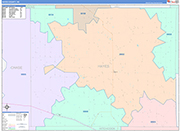 Hayes County Wall Map Color Cast Style