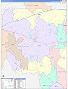 Henderson County Wall Map Color Cast Style