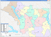 Henderson County Wall Map Color Cast Style