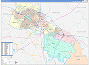 Henrico County Wall Map Color Cast Style
