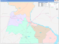 Hertford County Wall Map Color Cast Style