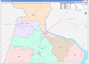 Hertford County Wall Map Color Cast Style