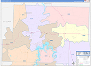 Hickory County Wall Map Color Cast Style