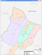 Highland County Wall Map Color Cast Style