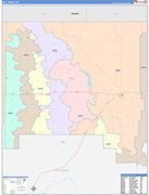 Hill County Wall Map Color Cast Style