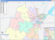 Hinds County Wall Map Color Cast Style