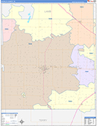 Hockley County Wall Map Color Cast Style