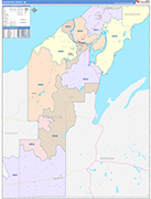 Houghton County Wall Map Color Cast Style