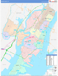 Hudson County Wall Map Color Cast Style