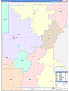 Hughes County Wall Map Color Cast Style
