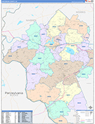 Hunterdon County Wall Map Color Cast Style